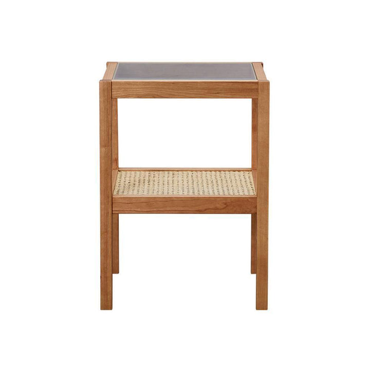 Cement Side Table, Light Oak