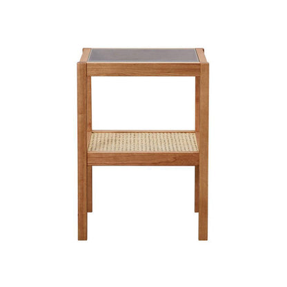 Cement Side Table, Light Oak
