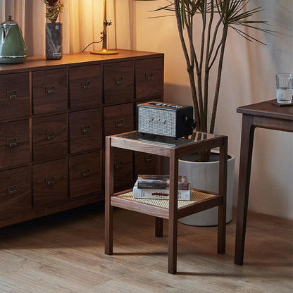 Cement Side Table, Light Oak