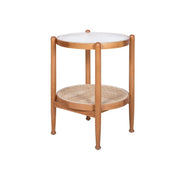 Cement Round Side Table, Glass