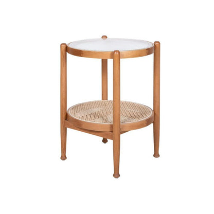 Cement Round Side Table, Glass