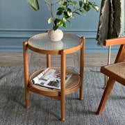 Cement Round Side Table, Glass