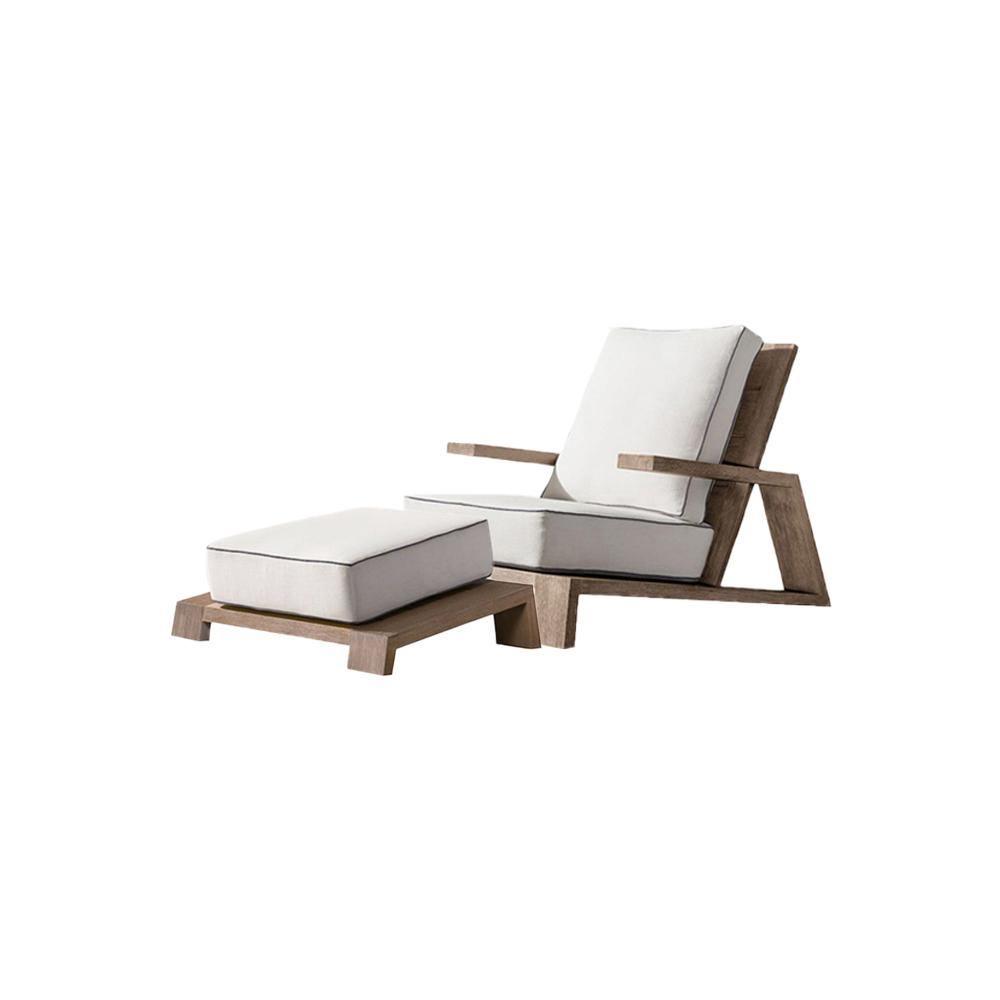 Chandler Oak Lounge Chair And Ottoman, Outdoor Armchair