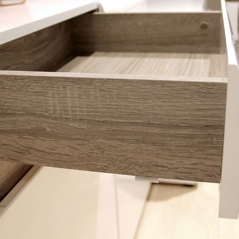 Chelsea Living Wide TV Unit in White with a Truffle Oak Trim