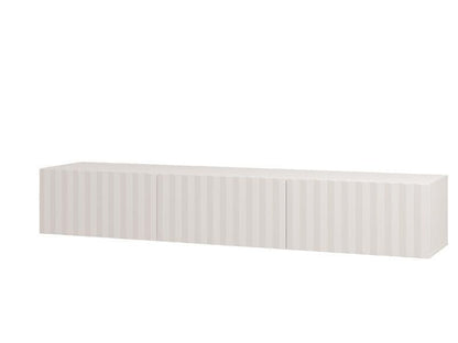 Como White Slat Effect Wall Mounted Floating Large Wide TV Entertainment Unit