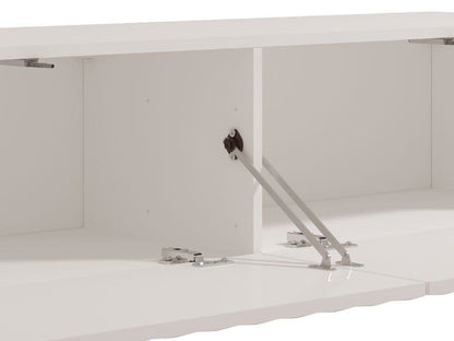 Como White Slat Effect Wall Mounted Floating Small TV Entertainment Unit