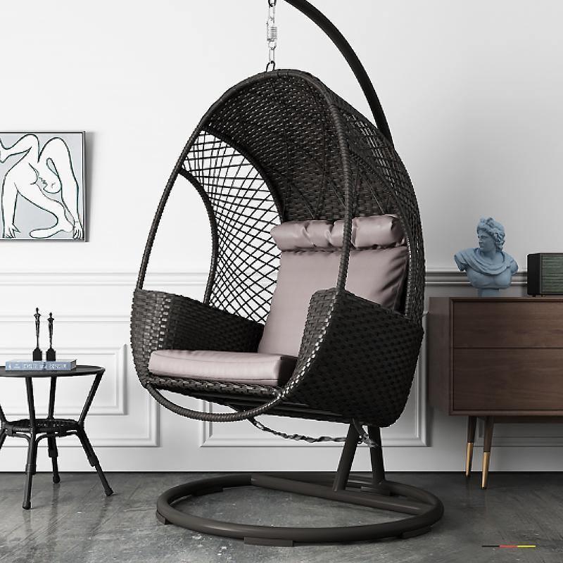 Cottle Rattan Garden Hanging Egg Chair with Stand, Indoor/ Outdoor Furniture