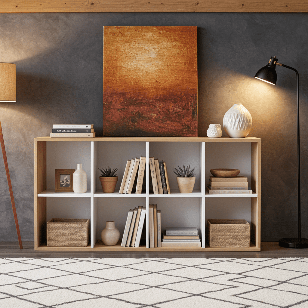 Danso Artic White and Oak Short Bookshelf Unit