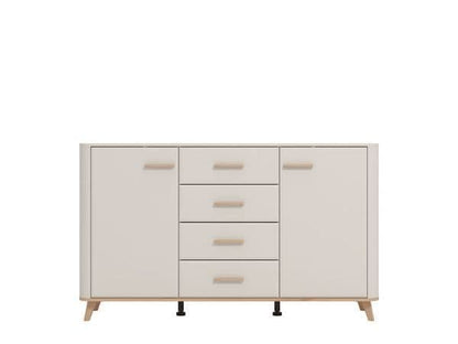 Dariqon Cashmere And Oak Effect 154cm 2 Door 4 Drawer Sideboard