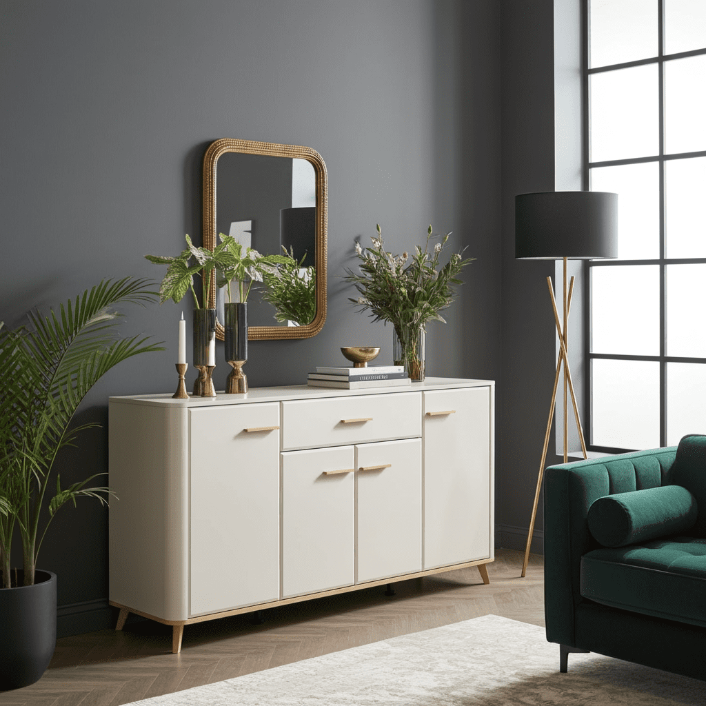 Dariqon Cashmere And Oak Effect 180cm 4 Door Sideboard