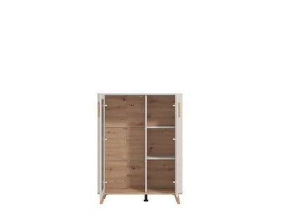 Dariqon Cashmere And Oak Effect Low 2 Door Display Cabinet