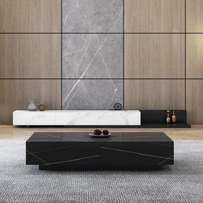 Dionne Coffee Table, Sintered Stone, White Marble Effect