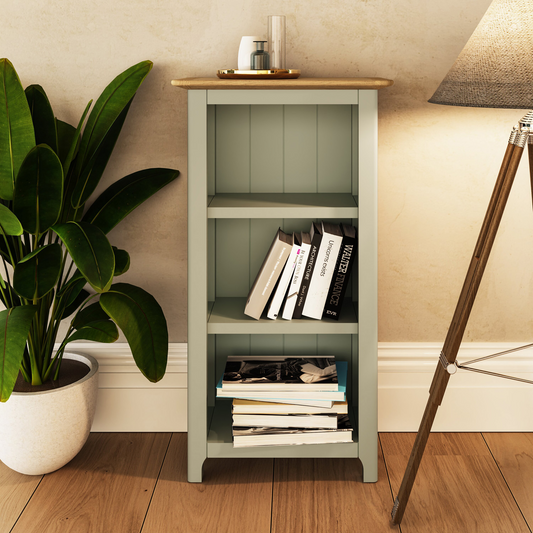 Taberno Oak 3-Tier Bookcase – Sage Green