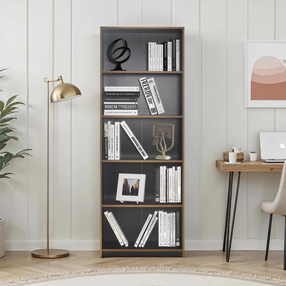Adore Anthracite Grey Tall 5-Tier Bookcase Shelving Unit