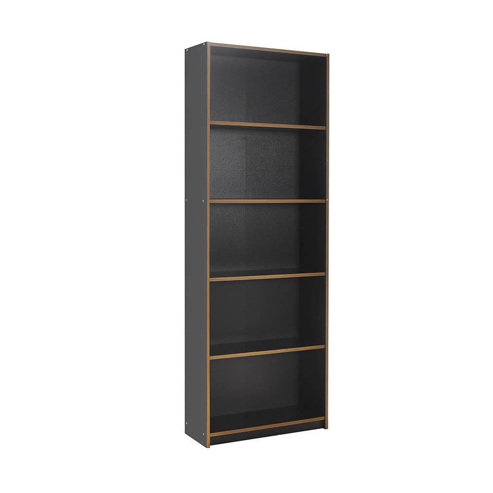 Adore Anthracite Grey Tall 5-Tier Bookcase Shelving Unit