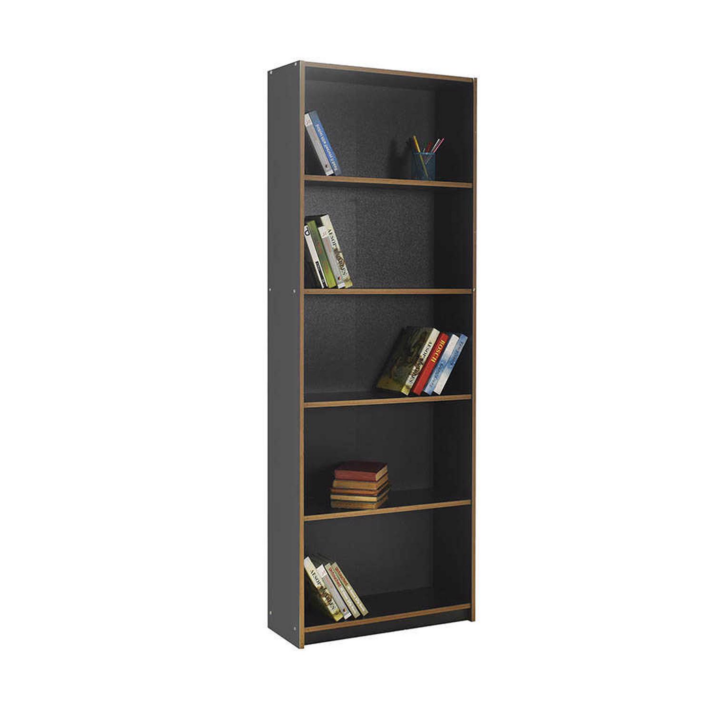 Adore Anthracite Grey Tall 5-Tier Bookcase Shelving Unit