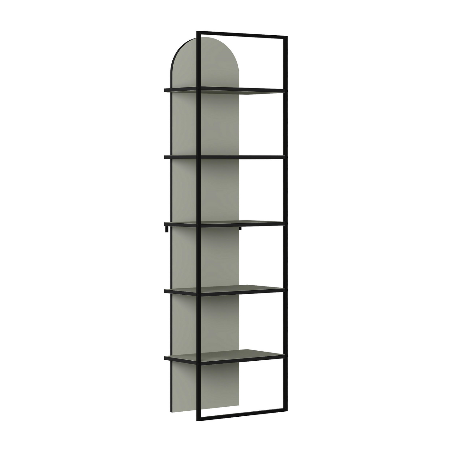 Archy Modern 5-Tier Wall Mounted Bookcase – Ash Green 180 cm