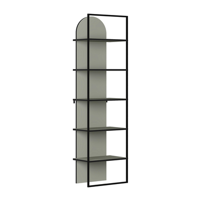 Archy Modern 5-Tier Wall Mounted Bookcase – Ash Green 180 cm