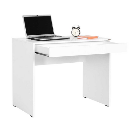 Adore Matt White Laptop Study Desk with Full-Width Drawer