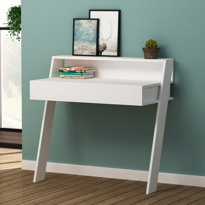 Cowork Modern Wall-Mounted Desk with Drawer – White 94cm