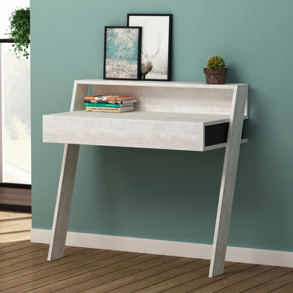 Cowork Modern Wall-Mounted Desk with Drawer – Ancient White 94cm