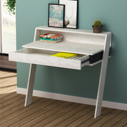Cowork Modern Wall-Mounted Desk with Drawer – Ancient White 94cm