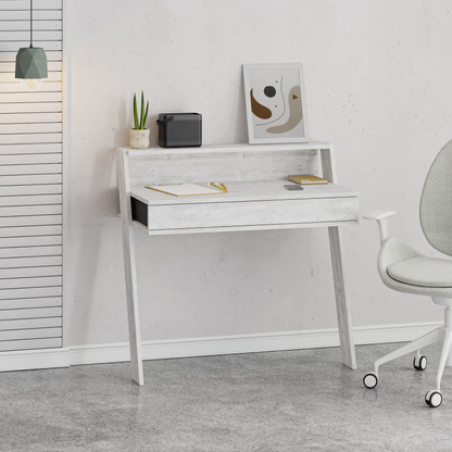 Cowork Modern Wall-Mounted Desk with Drawer – Ancient White 94cm