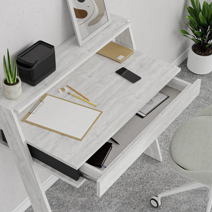 Cowork Modern Wall-Mounted Desk with Drawer – Ancient White 94cm