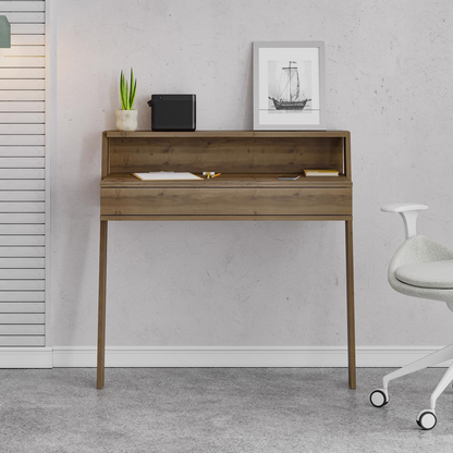 Cowork Modern Wall-Mounted Desk with Drawer – Dark Oak 94cm