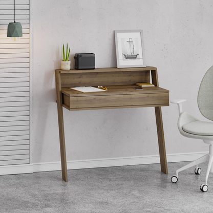 Cowork Modern Wall-Mounted Desk with Drawer – Dark Oak 94cm