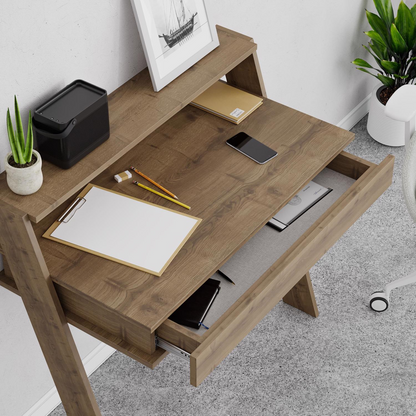Cowork Modern Wall-Mounted Desk with Drawer – Dark Oak 94cm