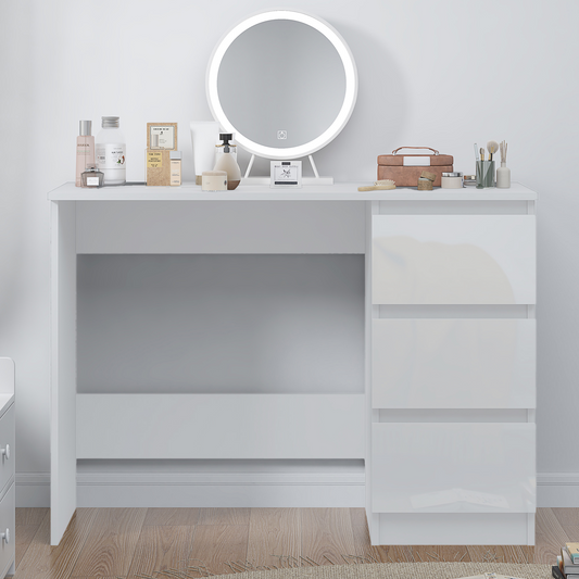 FWStyle Stora 3-Drawer Dressing Table – White Gloss Front