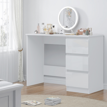 FWStyle Stora 3-Drawer Dressing Table – White Gloss Front