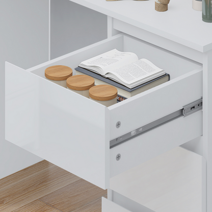 FWStyle Stora 3-Drawer Dressing Table – White Gloss Front