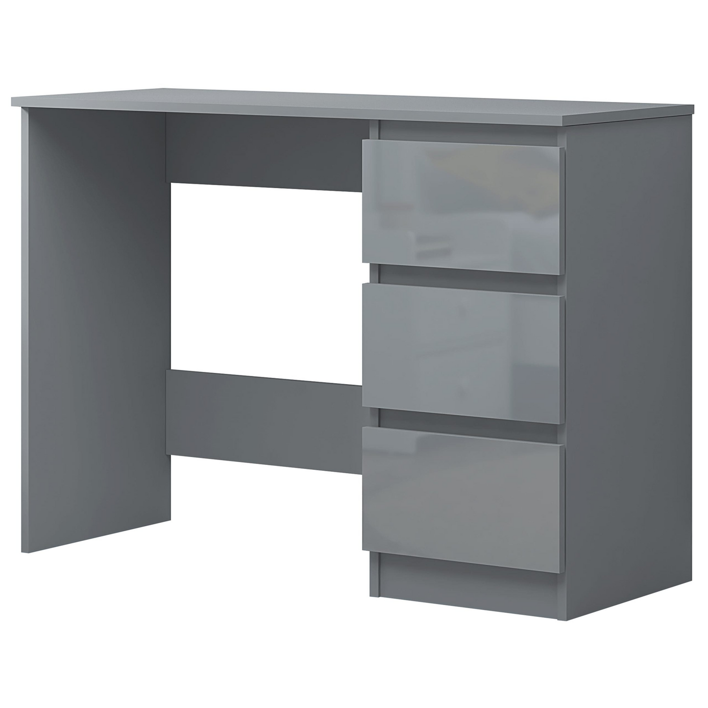 FWStyle Stora 3-Drawer Dressing Table – Grey Gloss Front