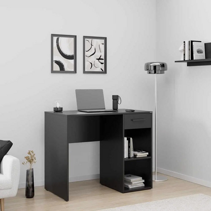 Adore Anthracite Grey Study Desk with Drawer & Shelves