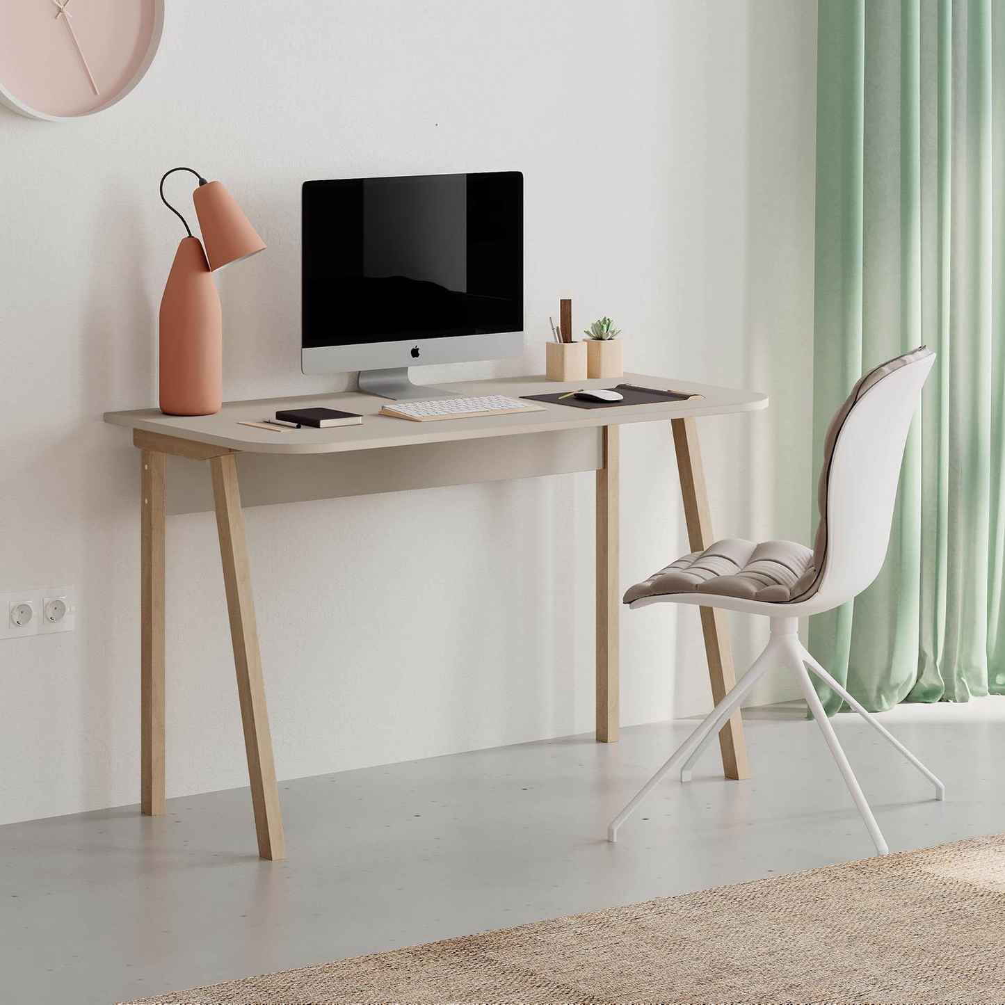 Luton Modern Desk Sandstone – 120cm Wide