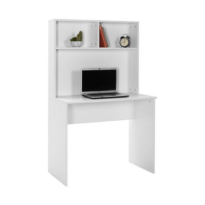 Adore Matt White Study Desk with Storage Hutch