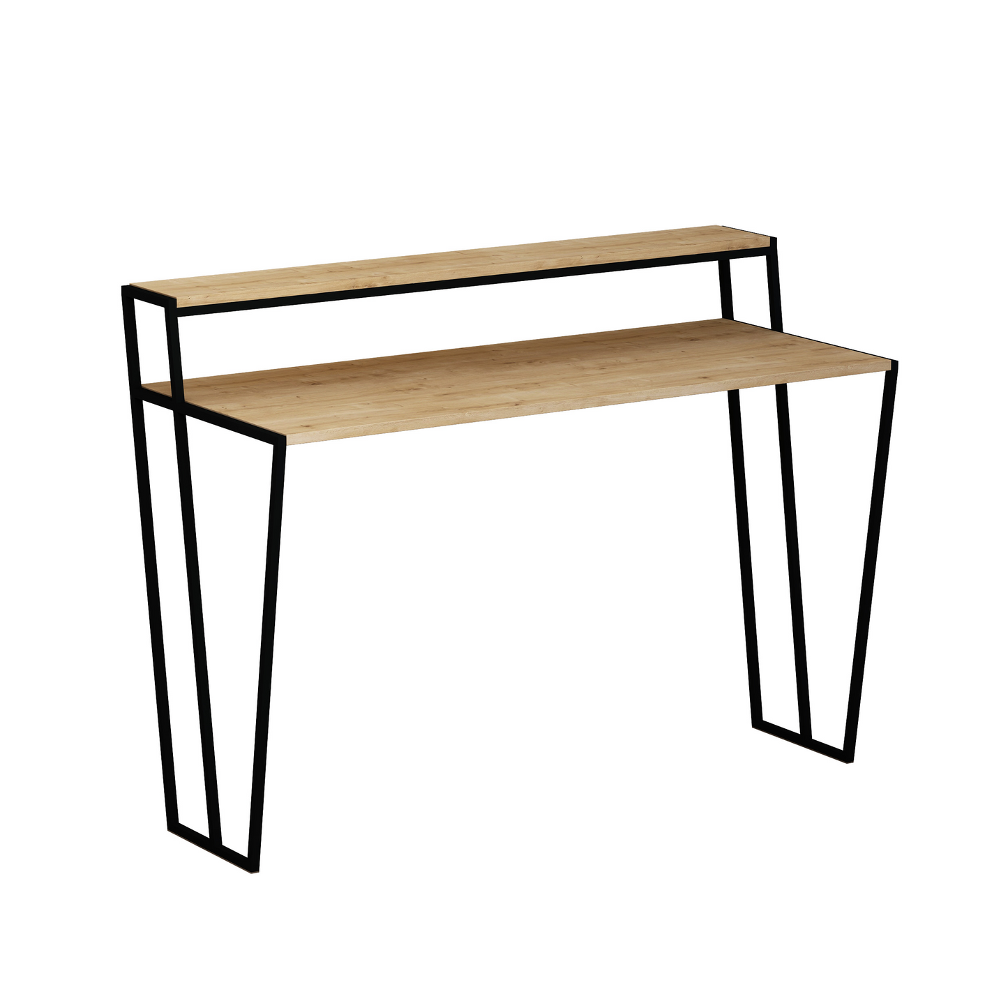 Pal Modern Study Desk Oak with Monitor Stand – 124cm Wide