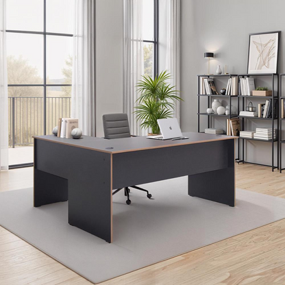 Adore Rio Anthracite Grey Corner Desk with Oak Trim – Large Reversible Office Desk