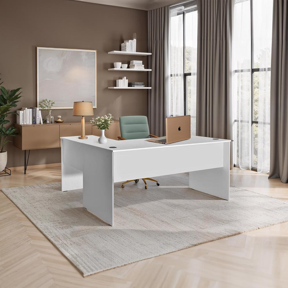 Adore Rio Matt White Corner Desk – Large Reversible Office Desk