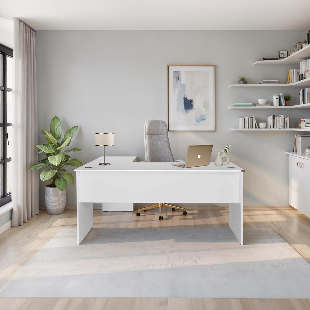 Adore Rio Matt White Corner Desk – Large Reversible Office Desk