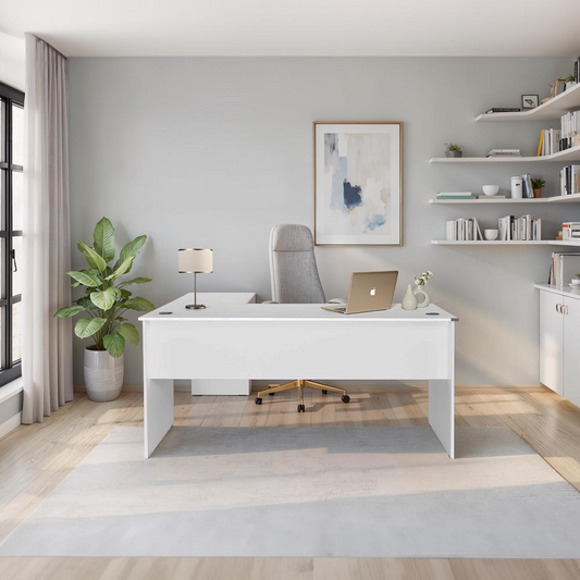 Adore Rio Matt White Corner Desk – Large Reversible Office Desk