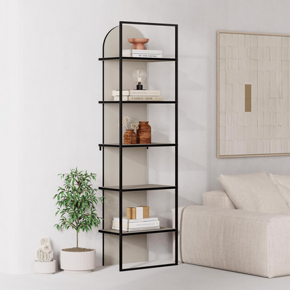 Archy Modern Bookcase 5-Tier Wall Mounted Shelf – Sandstone 180 cm