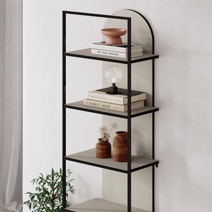 Archy Modern Bookcase 5-Tier Wall Mounted Shelf – Sandstone 180 cm