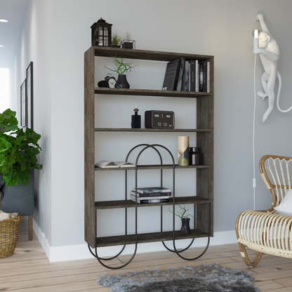 Norfolk Modern Bookcase Display Unit Dark Coffee Oak Effect – 159.1cm Tall