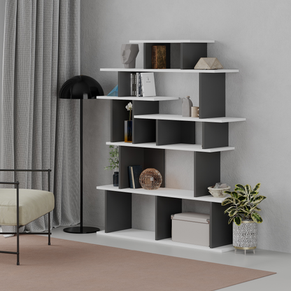 Apollon Modern Bookcase Display Unit White & Anthracite Grey – 149cm