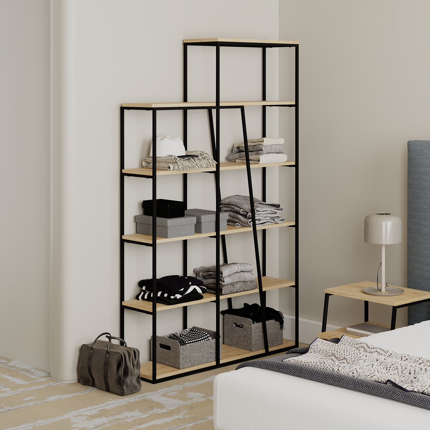 Pal Modern Bookcase Display Unit Natural Oak Effect – 178cm Tall