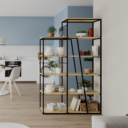 Pal Modern Bookcase Display Unit Natural Oak Effect – 178cm Tall
