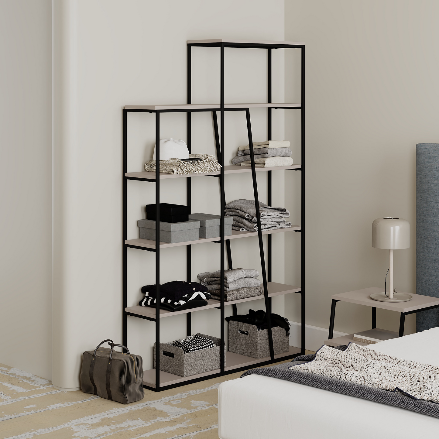 Pal Modern Bookcase Display Unit Mocha Grey – 178cm Tall